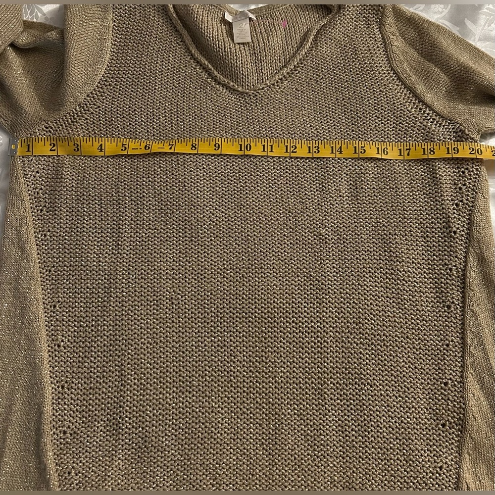 Chico’s Gold Metallic Knit Sweater - Size 2 - Picture 6 of 7